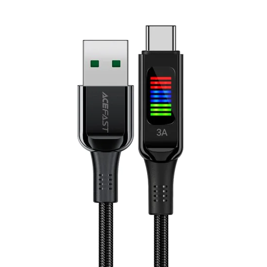 Acefast - Кабел за данни (C7-04) - USB към Type-C, бързо зареждане, 3A, оплетен найлон, 25 000 извивки, 1,2 м - Черен