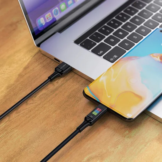 Acefast - Кабел за данни (C7-04) - USB към Type-C, бързо зареждане, 3A, оплетен найлон, 25 000 извивки, 1,2 м - Черен
