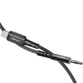 Acefast - Адаптер за аудио кабел (C1-08) - Type-C към Jack 3.5 мм мъжки, Hi-Fi, DAC цифрово декодиране, найлонова оплетка, 1.2 м - черен