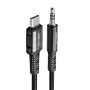 Acefast - Адаптер за аудио кабел (C1-08) - Type-C към Jack 3.5 мм мъжки, Hi-Fi, DAC цифрово декодиране, найлонова оплетка, 1.2 м - черен