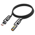Acefast - Кабел за данни (J6) - Многофункционален, Бързо зареждане, USB/USB-C към Type-C/Запалка, 60W, 3A, 1.2 м - Черен