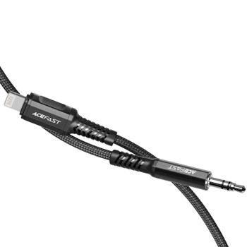 Acefast - Адаптер за аудио кабел (C1-06) - Lightning към Jack 3.5 мм мъжки, Apple Hi-Fi, Plug & Play, MFi сертифициран, 1.2 м - Черен