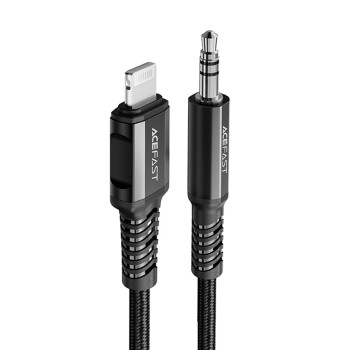 Acefast - Адаптер за аудио кабел (C1-06) - Lightning към Jack 3.5 мм мъжки, Apple Hi-Fi, Plug & Play, MFi сертифициран, 1.2 м - Черен