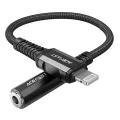 Acefast - Адаптер за аудио кабел (C1-05) - Lightning към Jack 3.5 мм женски, Apple Hi-Fi, декодиране на HD музика, MFi, 0.18 м - Черен