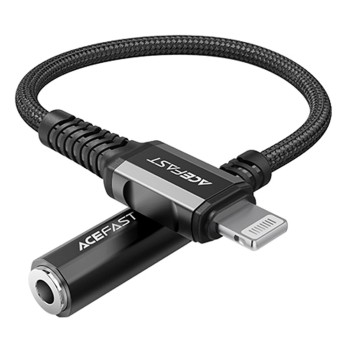 Acefast - Адаптер за аудио кабел (C1-05) - Lightning към Jack 3.5 мм женски, Apple Hi-Fi, декодиране на HD музика, MFi, 0.18 м - Черен