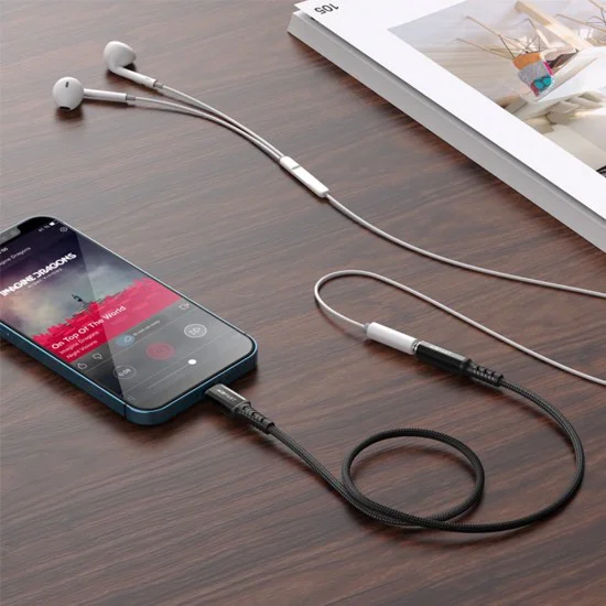 Acefast - Адаптер за аудио кабел (C1-05) - Lightning към Jack 3.5 мм женски, Apple Hi-Fi, декодиране на HD музика, MFi, 0.18 м - Черен