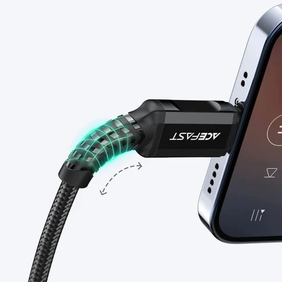 Acefast - Адаптер за аудио кабел (C1-05) - Lightning към Jack 3.5 мм женски, Apple Hi-Fi, декодиране на HD музика, MFi, 0.18 м - Черен