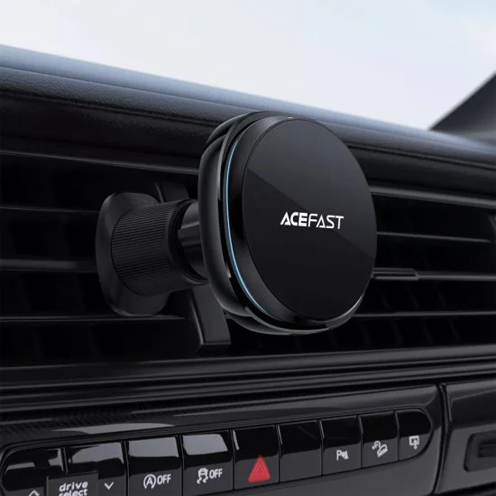 Acefast - Стойка за кола с безжично зареждане (D31) - за iPhone, MagSafe, регулируема на 360°, за вентилационен отвор, 12V/2A, 15W - Черна
