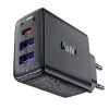Acefast - Зарядно за стена (A57) - GaN, Бързо зареждане, 2x USB, Type-C, PD35W, Smart Chip - Черно