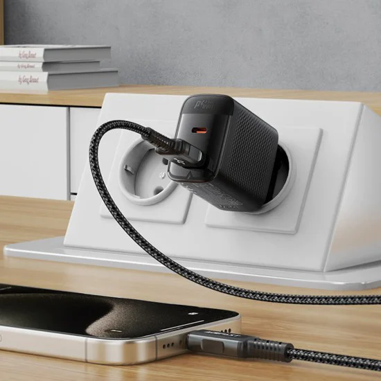 Acefast - Зарядно за стена (A106) - GaN, Бързо зареждане, Type-C, USB, 45W, 3A, Smart Chip - Черно