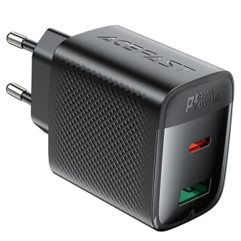 Acefast - Зарядно за стена (A106) - GaN, Бързо зареждане, Type-C, USB, 45W, 3A, Smart Chip - Черно