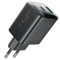Acefast - Зарядно за стена (A106) - GaN, Бързо зареждане, Type-C, USB, 45W, 3A, Smart Chip - Черно
