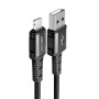 Acefast - Кабел за данни (C1-02) - USB към Lightning, 2.4A, бързо зареждане, MFi сертификат, найлонова оплетка, 1.2 м - Черен