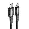 Acefast - Кабел за данни (C1-01) - Type-C към Lightning, 30W, 3A, бързо зареждане, MFi сертификат, найлонова оплетка, 1.2 м - Черен