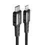 Acefast - Кабел за данни (C1-01) - Type-C към Lightning, 30W, 3A, бързо зареждане, MFi сертификат, найлонова оплетка, 1.2 м - Черен