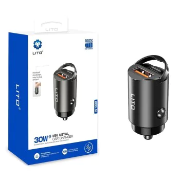 Зарядно за кола - Lito (IN-C03) - 1x USB, 1x Type-C, 60W, бързо зареждане, ултра-мини и елегантен дизайн, универсално - черно