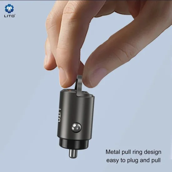 Зарядно за кола - Lito (IN-C03) - 1x USB, 1x Type-C, 60W, бързо зареждане, ултра-мини и елегантен дизайн, универсално - черно