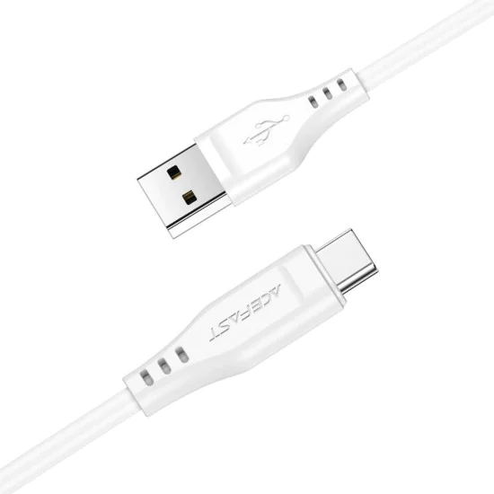 Acefast - Кабел за данни (C3-03) - USB към Type-C, 60W, 3A, Бързо зареждане, 1.2 м - Бял