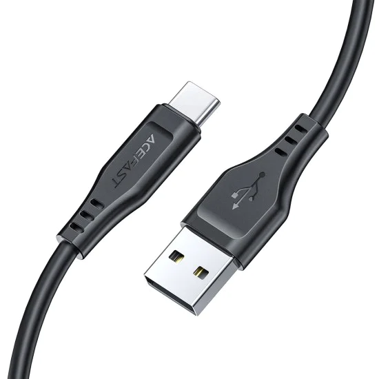 Acefast - Кабел за данни (C3-03) - USB към Type-C, 60W, 3A, Бързо зареждане, 1.2 м - Бял