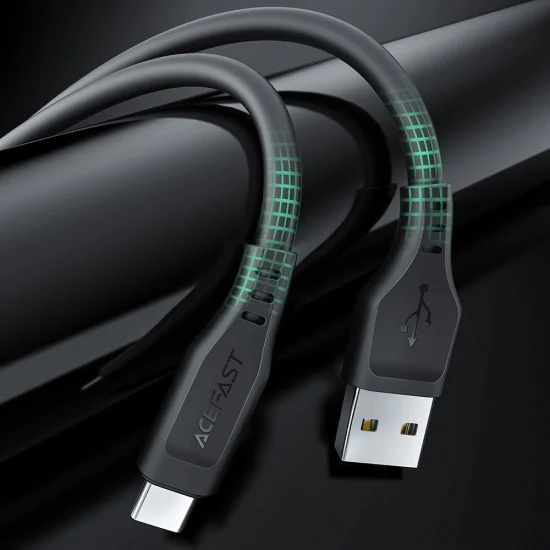 Acefast - Кабел за данни (C3-03) - USB към Type-C, 60W, 3A, Бързо зареждане, 1.2 м - Бял