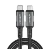 Acefast - Кабел за данни (C1-09) - SuperCharge, Аудио-Видео, USB-C към USB-C, 40Gbps, 4K, 5A, 240W, PD3.1, USB4, 1m - Сив / Черен