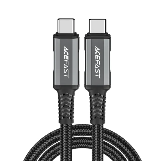 Acefast - Кабел за данни (C1-09) - SuperCharge, Аудио-Видео, USB-C към USB-C, 40Gbps, 4K, 5A, 240W, PD3.1, USB4, 1m - Сив / Черен