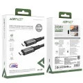 Acefast - Кабел за данни (C1-09) - SuperCharge, Аудио-Видео, USB-C към USB-C, 40Gbps, 4K, 5A, 240W, PD3.1, USB4, 1m - Сив / Черен