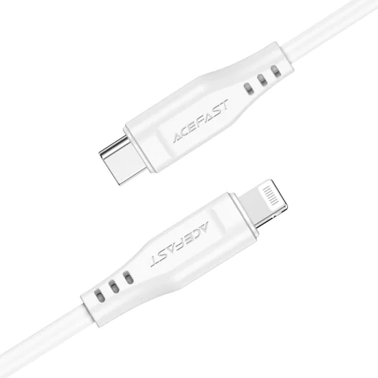 Acefast - Кабел за данни (C3-01) - Type-C към Lightning, 30W, 3A, бързо зареждане, 1.2 м - Бял