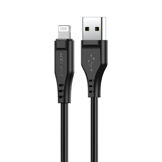 Acefast - Кабел за данни (C3-02) - USB към Lightning, 2.4A, 480Mbps, MFi сертификация, 1.2 м - Черен