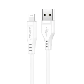 Acefast - Кабел за данни (C3-02) - USB към Lightning, 2.4A, 480Mbps, MFi сертификат, 1.2 м - Бял