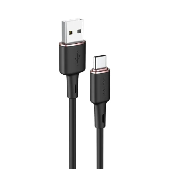 Acefast - Кабел за данни (C2-04) - USB към Type-C, бързо зареждане, 3A, 1.2 м - Черен