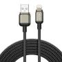 Lito - Кабел за данни (LD17) - USB към Lightning, бързо зареждане, плетен найлон - Черен