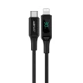 Acefast - Кабел за данни (C6-01) - Type-C към Lightning, бързо зареждане, 3A, LED дисплей, 1.2 м - Черен