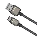 Lito - Кабел за данни (LD17) - USB към Type-C, бързо зареждане, плетен найлон - Черен
