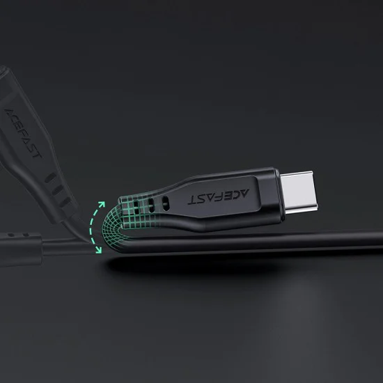 Acefast - Кабел за данни (C3-01) - Type-C към Lightning, 30W, 3A, Бързо зареждане, 1.2 м - Черен