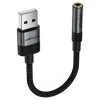 Аудио адаптер (J13) - Acefast - USB (мъжко) към Jack 3.5мм (женско), Hi-Fi звук, без забавяне, 15см - Черно