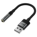 Аудио адаптер (J13) - Acefast - USB (мъжко) към Jack 3.5мм (женско), Hi-Fi звук, без забавяне, 15см - Черно
