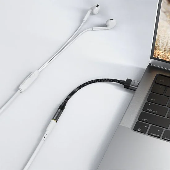 Аудио адаптер (J13) - Acefast - USB (мъжко) към Jack 3.5мм (женско), Hi-Fi звук, без забавяне, 15см - Черно