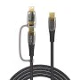 Lito - Прозрачен кабел за данни 2 в 1 (LD12) - Type-C към Type-C, Lightning, Бързо зареждане, Плетена, Антиоксидантна - Черен