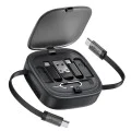 Acefast - Кабел за данни (J3) - Комплект за пътуване с прибиращ се кабел 2x USB-C, USB, Lightning, Micro-USB, TF, 60W, 3A, 0.95 м - Черен