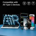 Spigen - Кабел за данни Essential (EB6010AC) - Бързо зареждане, USB към Type-C, 60W, 480Mbps, 1m - Бял
