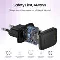 Зарядно - Lito - (LC17L) - с включен Lightning кабел, Type-C изход, PD30W, GaN, PC Fireproof, EU щепсел - Черен