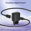 Зарядно - Lito - (LC17L) - с включен Lightning кабел, Type-C изход, PD30W, GaN, PC Fireproof, EU щепсел - Черен