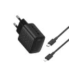 Зарядно - Lito - (LC17L) - с включен Lightning кабел, Type-C изход, PD30W, GaN, PC Fireproof, EU щепсел - Черен