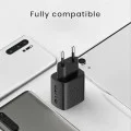 Зарядно - Lito - (LC15T) - с включен кабел Type-C, Type-C, USB изход, PD20W, GaN, PC Fireproof, EU Plug - Черен
