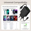 Зарядно - Lito - (LC15L) - с включен Lightning кабел, Type-C, USB изход, PD20W, GaN, PC Fireproof, EU Plug - Черен