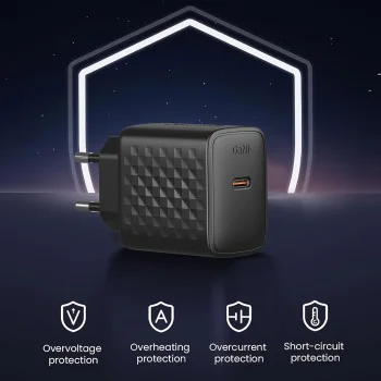 Зарядно - Lito - (LC13) - Type-C, PD20W, GaN, PC Fireproof, EU Plug - Черен