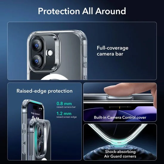 Калъф за iPhone 17 - ESR - Classic Hybrid HaloLock [Включен протектор за екран] - Прозрачен