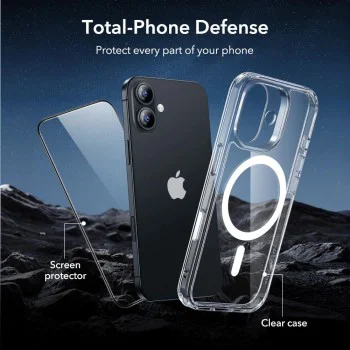 Калъф за iPhone 17 - ESR - Classic Hybrid HaloLock [Включен протектор за екран] - Прозрачен