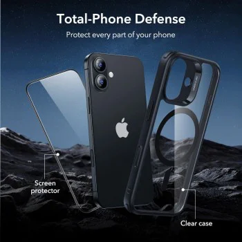 Калъф за iPhone 17 - ESR - Classic Hybrid HaloLock [Включен протектор за екран] - Прозрачен Черен